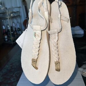 Rainbow T-Street Hemp Braided Buckle Womens Flat Summer Sandals Natural Beige